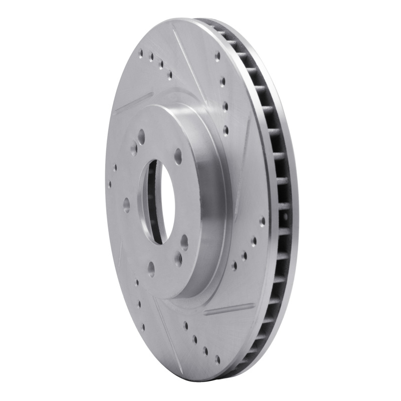 Hyundai Santa Fe Brake Rotor (1) - Front Right - R1 Concepts - Drilled & Slotted - Silver - `01-`06